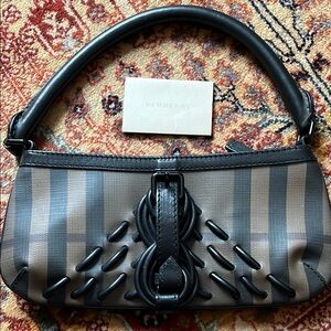 Burberry Black and Tan Shoulder Bag with Geometric Design